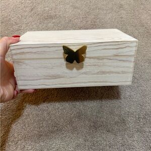 Wooden Jewelry Box with Gold Butterfly Accent